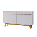 Ver imagem 1 de Aparador Buffet Opala 4 Portas com Pés de Madeira Maciça Cinamomo/Off-White