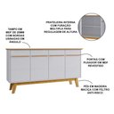 Ver imagem 3 de Aparador Buffet Opala 4 Portas com Pés de Madeira Maciça Cinamomo/Off-White