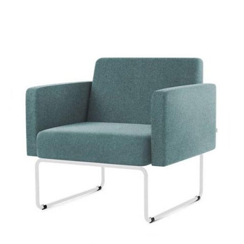 Poltrona Pix Assento Mescla Verde Base Aco Branco - 55046
