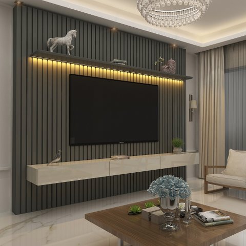 Home para TV Ripado com LED Nobre 230 Grafite Off White - Gelius