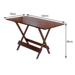 Jogo De Mesa Dobravel De Madeira 1,20x70 Com 4 Cadeiras Imbuia - 3