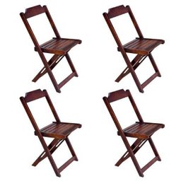 Jogo De Mesa Dobravel De Madeira 1,20x70 Com 4 Cadeiras Imbuia - 2