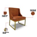 Ver imagem 3 de Cadeira Sala de Jantar Industrial Dourado Kit 2 Liz Sint Pu Nozes D03 - D’Rossi