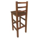 Ver imagem 2 de Banqueta Alta Com Assento Estofado Marrom Encosto Curvo - Natural