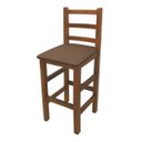 Ver imagem 1 de Banqueta Alta Com Assento Estofado Marrom Encosto Curvo - Natural