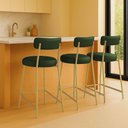 Ver imagem 1 de Banqueta Cozinha Alta com Encosto Industrial Champanhe Kit 3 Londres Pu Verde D03 - D'Rossi
