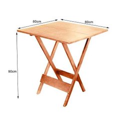 Mesa Dobrável de Madeira 80x80 - Natural - 2