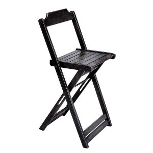 Cadeira Bistro Alta Dobravel de Madeira - Preto