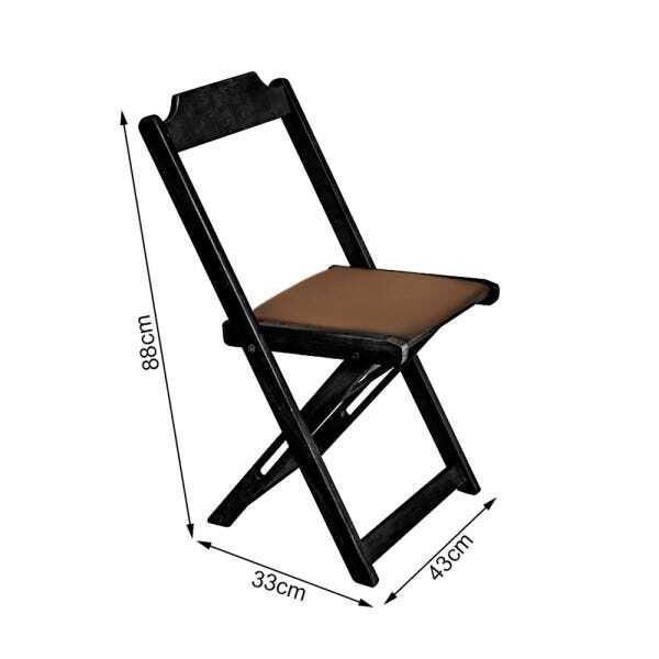 Cadeira Dobravel de Madeira Estofada Marron - Preto - 2
