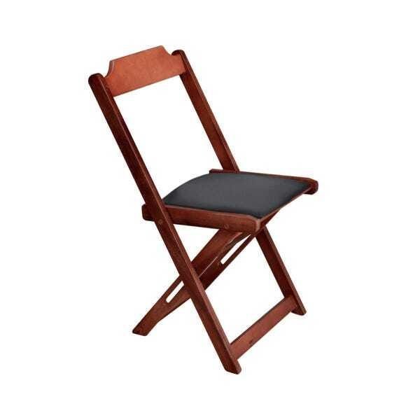 Cadeira Dobravel de Madeira Estofada Preto - Imbuia