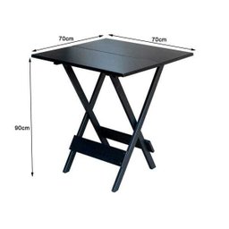 Conjunto de Mesa Dobrável de Madeira 70x70 com 4 Cadeiras Preto - 3