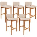 Ver imagem 1 de Kit 05 Banquetas Alta para Cozinha Sala de Jantar Bar Dara L02 Linho Bege - Lyam Decor
