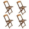 Conjunto De Mesa Dobravel De Madeira 90cm Redondo Com 4 Cadeiras Natural - 3