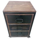 Ver mais imagens de Mesa de Cabeceira / Gaveteiro de Madeira e Ferro com 3 Gavetas Decoração Industrial Preto e Nogueira