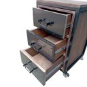 Ver imagem 6 de Mesa de Cabeceira / Gaveteiro de Madeira e Ferro com 3 Gavetas Decoração Industrial Preto e Nogueira