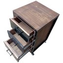 Ver imagem 2 de Mesa de Cabeceira / Gaveteiro de Madeira e Ferro com 3 Gavetas Decoração Industrial Preto e Nogueira