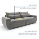 Ver imagem 4 de Sofá Retrátil 3 Lugares 230cm com Almofadas e Base em Madeira Maciça Hope