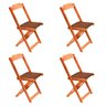 Conjunto De Mesa Dobravel De Madeira 120x70 Com 4 Cadeiras Natural Estofado Marrom - 2