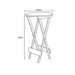 Conjunto Bistro De Madeira Dobravel Redondo 55cm Diametro Com 2 Cadeiras Imbuia Estofado Marrom - 4