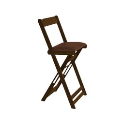 Conjunto Bistro De Madeira Dobravel Redondo 55cm Diametro Com 2 Cadeiras Imbuia Estofado Marrom - 3