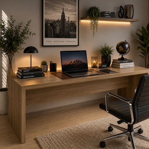 Mesa Escrivaninha para Escritório 180cm Amêndoa - Tecnomobili