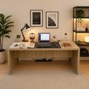 Ver imagem 1 de Mesa Escrivaninha para Escritório Madeira Linha Office 180cm Amêndoa Tecno Mobili