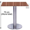 Ver imagem 5 de Mesa Beta Big Inox 75 Cm (alt) Disco Redondo Tampo Mdp Quadrado 70 Cm (larg) X 2,50 Cm (alt) Walnut