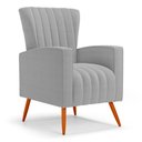Ver imagem 5 de Kit 02 Poltronas Decorativas Melody com Pés Palito Bouclê Cinza Claro - Desk Design