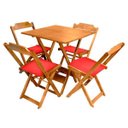 Ver imagem 1 de Jogo de Mesa Dobrável de Madeira 70x70 com 4 Cadeiras Natural Estofado Vermelho