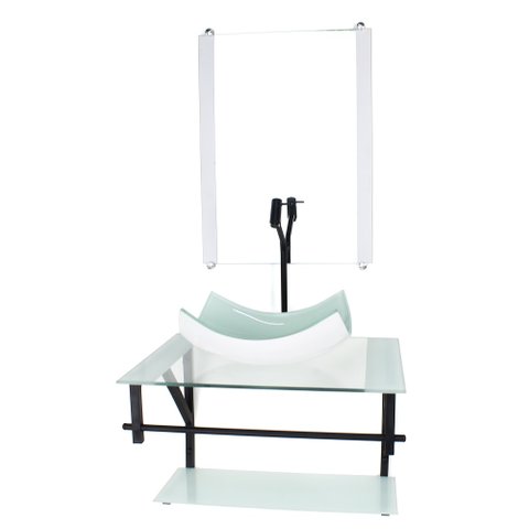 GABINETE DE VIDRO PARA BANHEIRO 60CM AP CUBA RETANGULAR CURVADA BRANCO