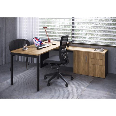 Conjunto para Escritório com Mesa Escrivaninha e Balcão Linha Concept Artesano