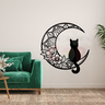 Adesivo de Parede Silhueta Gato Meia Lua Mandala - 46x50cm - 1