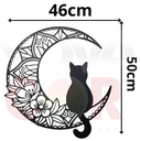 Ver imagem 2 de Adesivo de Parede Silhueta Gato Meia Lua Mandala - 46x50cm