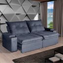 Ver imagem 2 de Sofá com Chaise Ravi 4 Lugares Retrátil e Reclinável 250cm Grafite Veludo Luxo