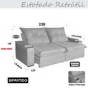 Ver imagem 3 de Sofá com Chaise Ravi 4 Lugares Retrátil e Reclinável 250cm Grafite Veludo Luxo