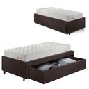 Ver imagem 1 de Base Box Cama Solteiro Sapateira Courino Linho Marrom e Colchão Ecoline D33 Ecoflex 88x188