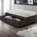 Ver imagem 6 de Base Box Cama Solteiro Sapateira Courino Linho Marrom e Colchão Ecoline D33 Ecoflex 88x188
