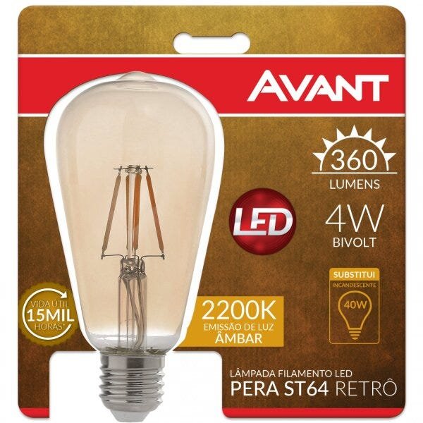 Lâmpada LED 4W Pera Retrô Avant - 2