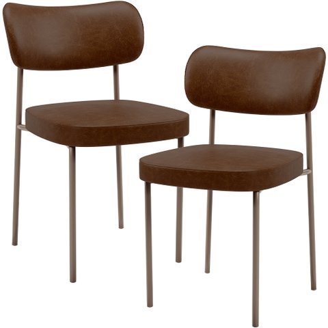 Kit 02 Cadeiras para Sala de Jantar Melina Base Arena L02 Couríssimo Marrom - Lyam Decor