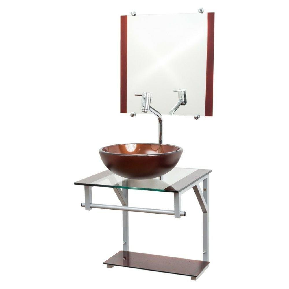 Gabinete De Vidro 40 Cm Marrom Cr30cm e Sifão - 1