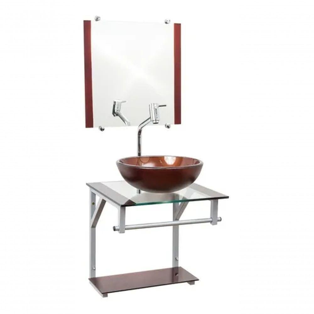 Gabinete De Vidro 40 Cm Marrom Cr30cm e Sifão - 3