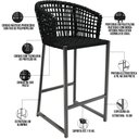 Ver imagem 4 de Kit 06 Banqueta Para Área Gourmet Cozinha Varanda Corda Náutica Porto D04 Preto - Lyam Decor