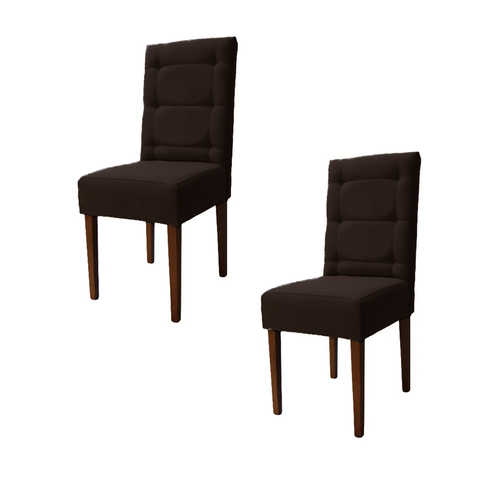 Kit 2 Cadeiras Sala de Jantar Estofadas Eloísa Veludo Marrom (liz Maria)