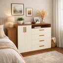 Ver imagem 1 de Cômoda 4 Gavetas 2 Portas:canela/off-white
