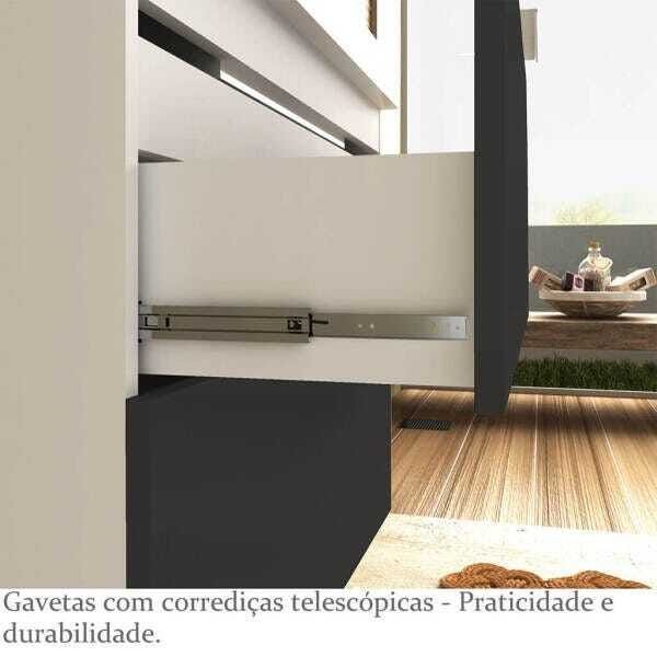 Gabinete para Banheiro 60cm 3 Gavetas Preto Lilies Móveis - 5