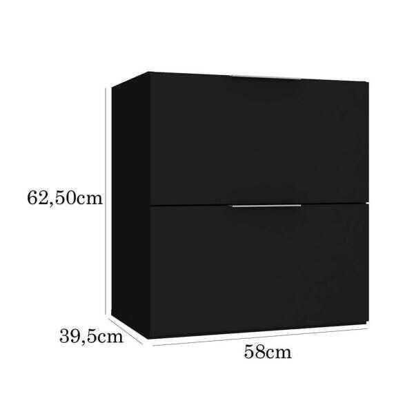 Gabinete para Banheiro 60cm 3 Gavetas Preto Lilies Móveis - 2