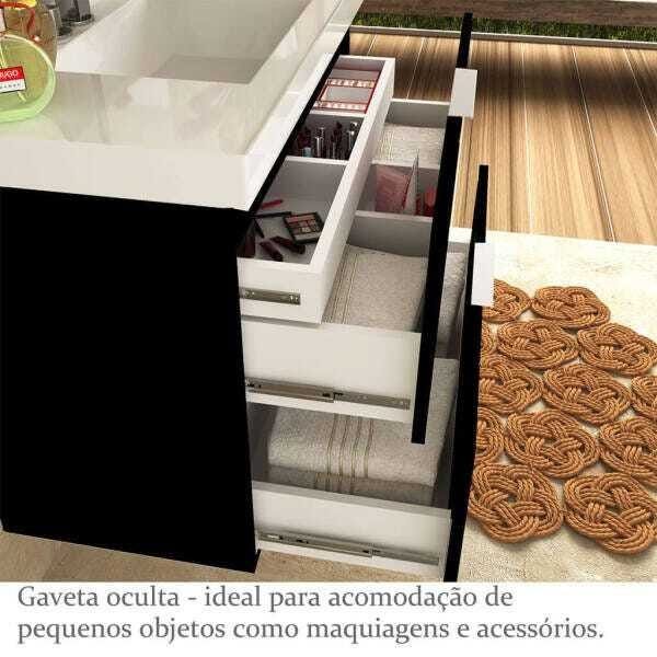 Gabinete para Banheiro 60cm 3 Gavetas Preto Lilies Móveis - 3