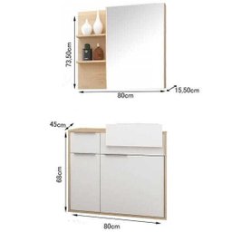 Conjunto para Banheiro com Tulha 80 Cm Faia Lilies Móveis - 2