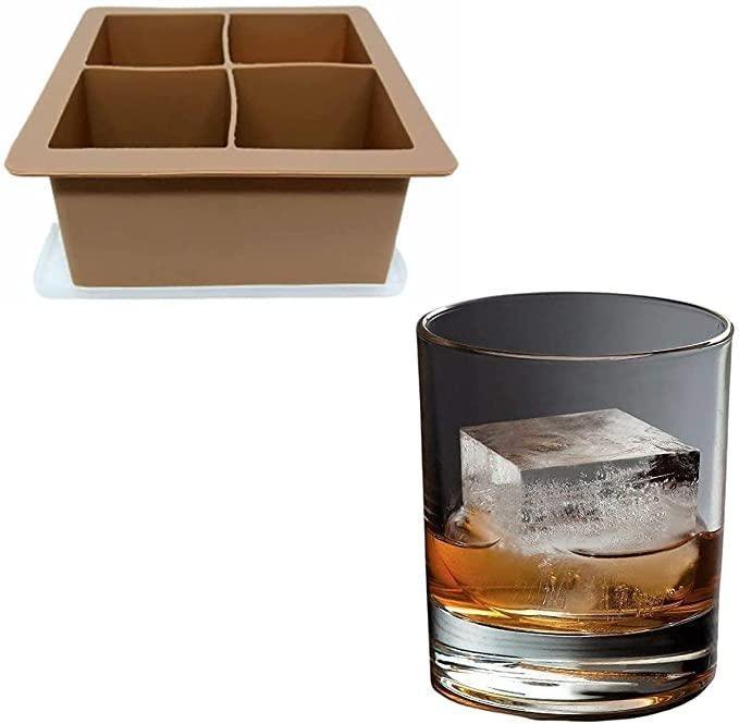 Forma de Gelo 4 Cubos Grandes Silicone Bebidas Whisky - 2