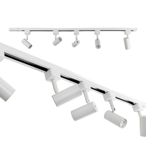 Trilho Eletrificado 1m + 5 Spot Branco Alumínio + LED MR11 BFrio ST2289